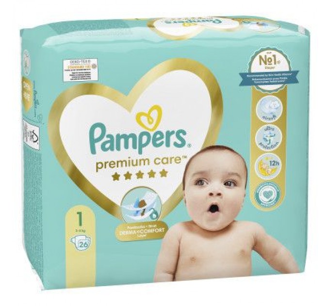 Pampers Підгузки Pampers Premium Care Розмір 1 (2-5 кг) 26 шт (8001841104614)