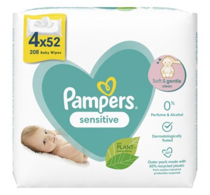 Дитячі вологі серветки Pampers Sens 4x52 (8001841062624)
