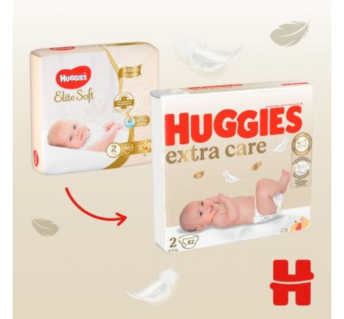 Huggies Підгузки Huggies Extra Care 2 (3-6 кг), 82 шт (5029053578088)