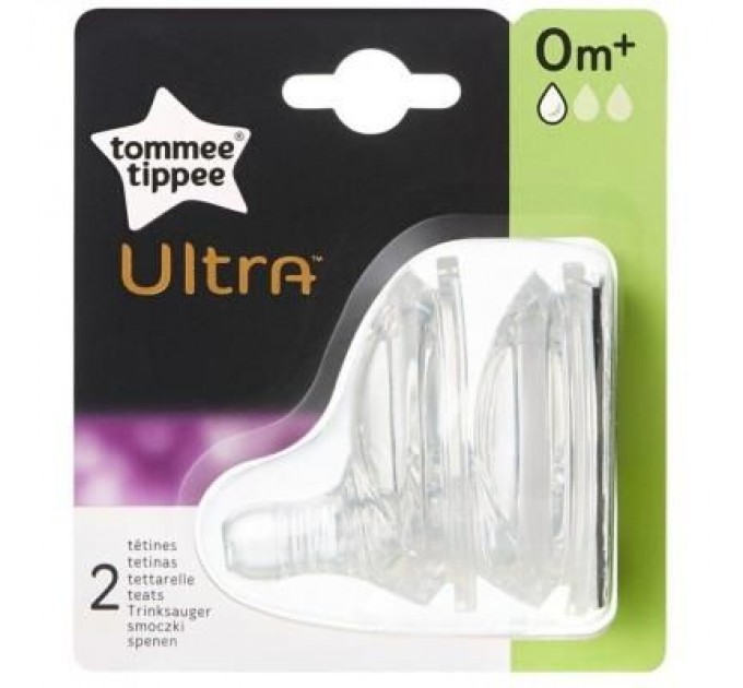 Tommee Tippee Соска Tommee Tippee ULTRA силіконова повільн. потік (2шт) (17389)