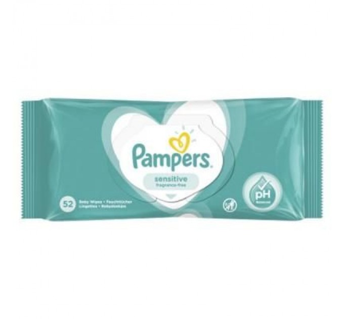 Pampers Дитячі вологі серветки Pampers Sensitive 52 шт (8001841041391)