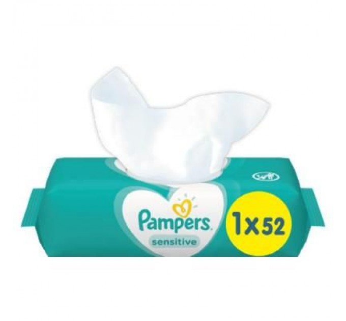 Pampers Дитячі вологі серветки Pampers Sensitive 52 шт (8001841041391)