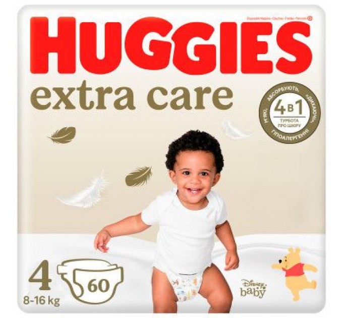 Huggies Підгузки Huggies Extra Care 4 (8-16 кг) 60 шт (5029053578118)