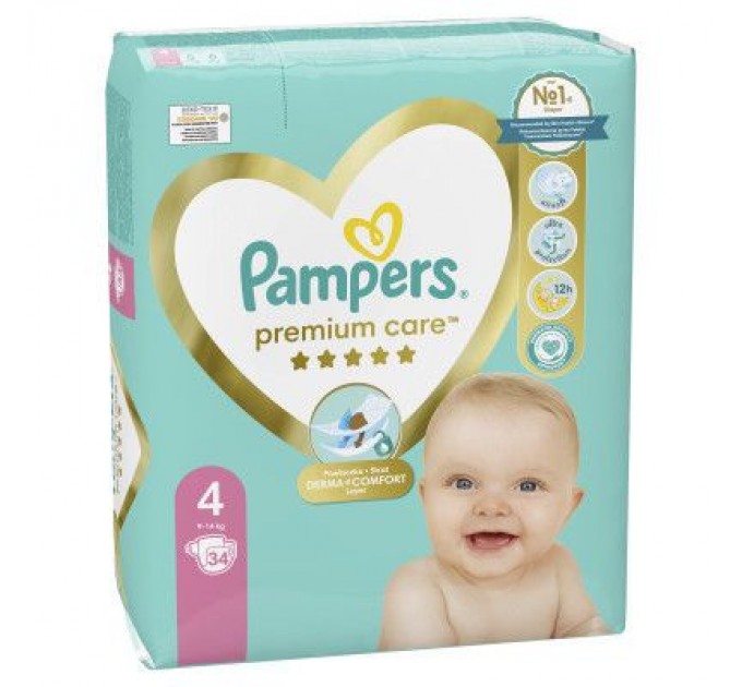 Pampers Підгузки Pampers Premium Care Maxi Розмір 4 (9-14 кг) 34 шт (8001090379368)