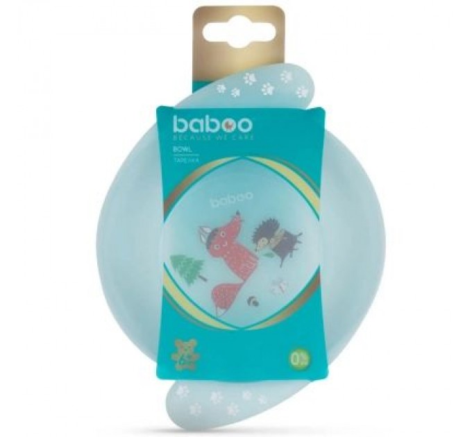 Baboo Тарілка дитяча Baboo з ручками глибока Love story Fox блакитна (90430)