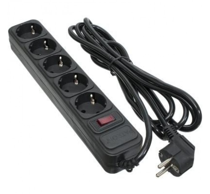 Мережевий фільтр живлення Patron 3.0 m3*1mm2 (SP-1053) 5 розеток BLACK (EXT-PN-SP-1053)