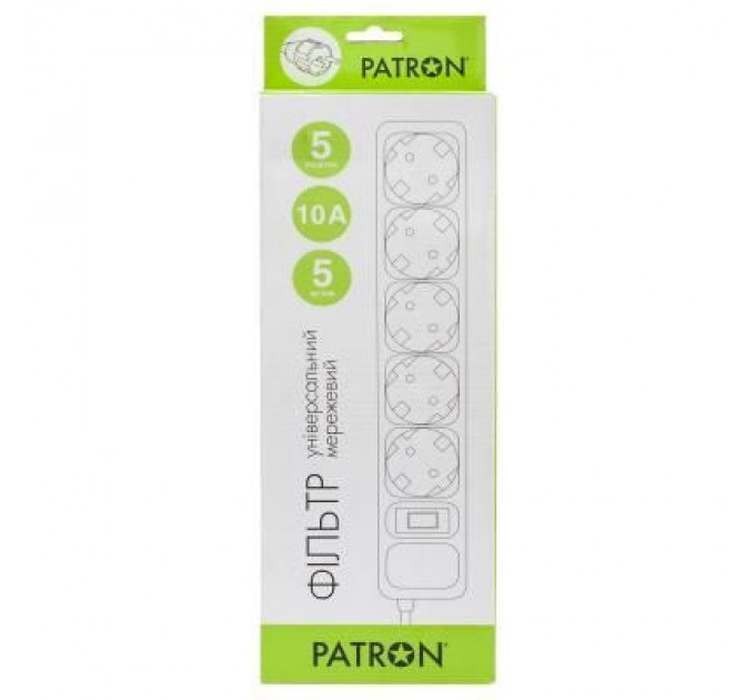 Patron Мережевий фільтр живлення Patron 5.0 m3*1mm2 (SP-1055) 5 розеток BLACK (EXT-PN-SP-1055)