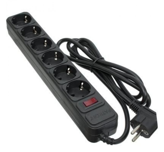 Patron Мережевий фільтр живлення Patron 1.8 m3*1.5mm2 (SP-1662) 6 розеток BLACK (EXT-PN-SP-1662)