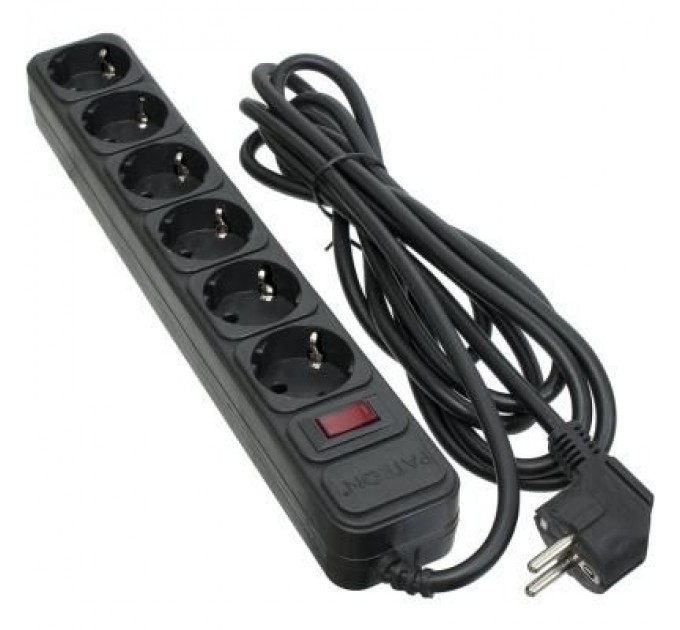 Patron Мережевий фільтр живлення Patron 3.0 m3*1.5mm2 (SP-1663) 6 розеток BLACK (EXT-PN-SP-1663)