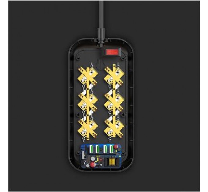 ColorWay Мережевий фільтр живлення ColorWay CW-CHE64B, 6 розеток/4USB Black (CW-CHE64B)