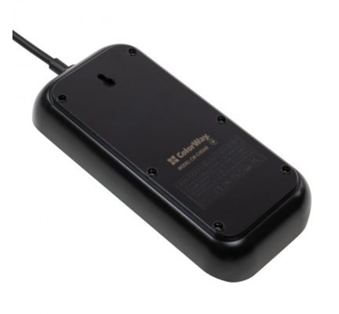 ColorWay Мережевий фільтр живлення ColorWay CW-CHE64B, 6 розеток/4USB Black (CW-CHE64B)