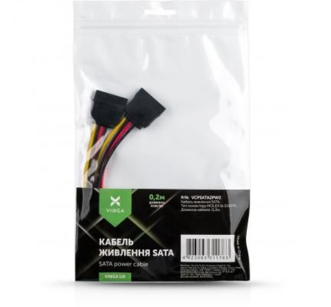 Vinga Кабель живлення SATA power 0.2m 2 connectors Vinga (VCPSATA2PW2)