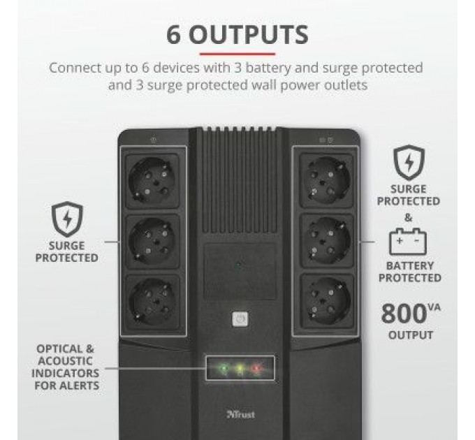 Trust Пристрій безперебійного живлення Trust Maxxon 800VA UPS (23326_TRUST)