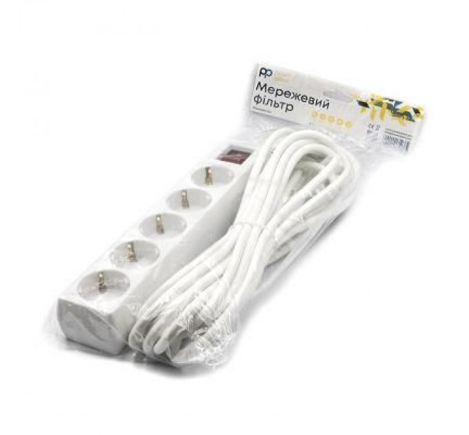 PowerPlant Мережевий фільтр живлення PowerPlant 7 м, 5 розеток, 3x1мм2 (PPSA08M70S5)