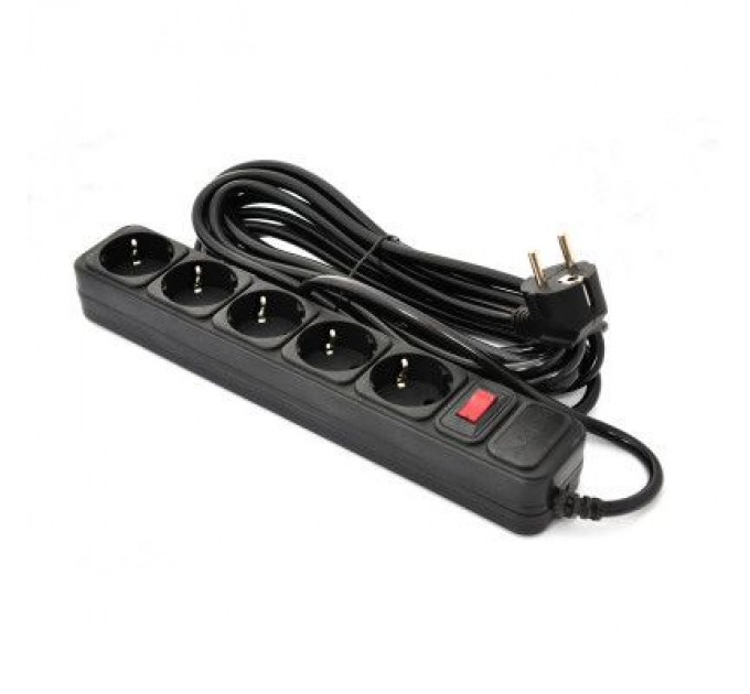 Мережевий фільтр живлення Patron 5.0 m, 3*1.5mm2 (SP-1655) 5 розеток BLACK (EXT-PN-SP-1655)