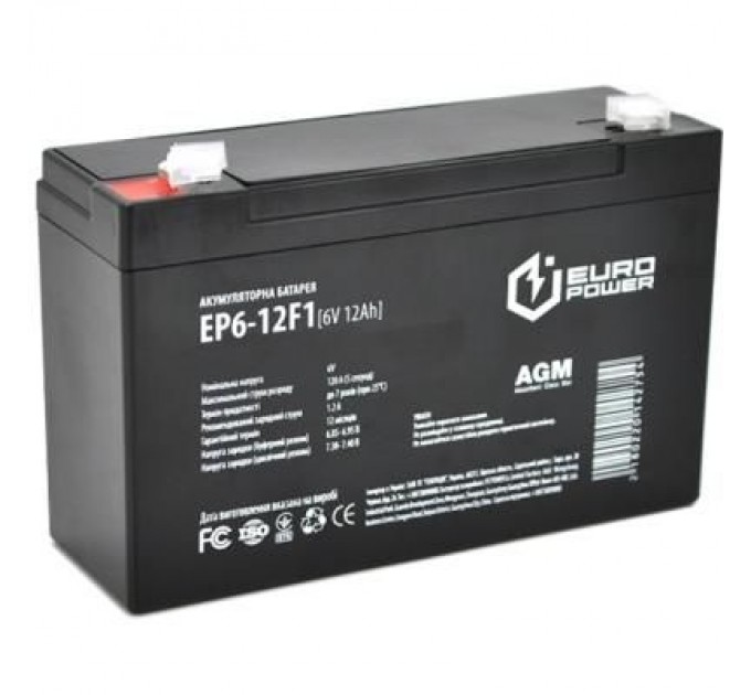 Europower Батарея до ДБЖ Europower 6В 12Ач (EP6-12F1)