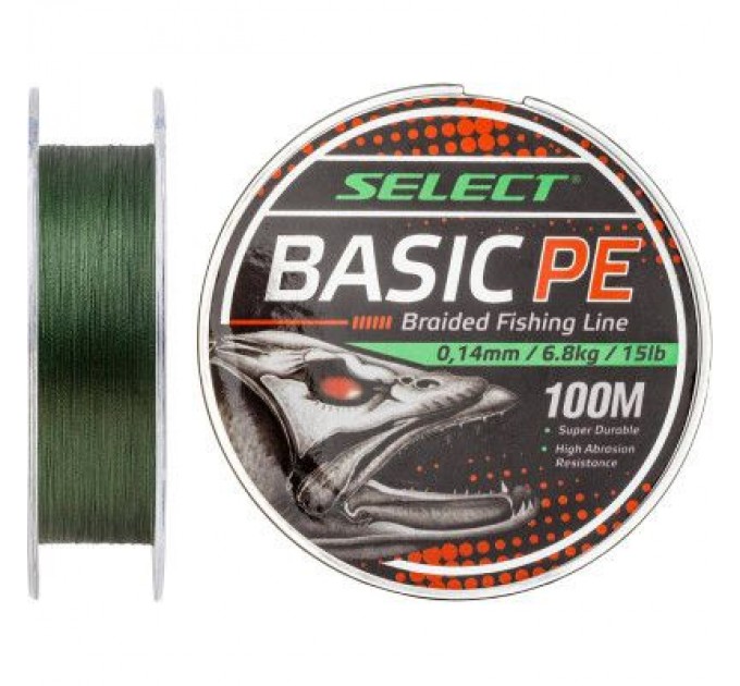 Шнур Select Basic PE 100m Dark Green 0.12mm 12lb/5.6kg (1870.27.61)