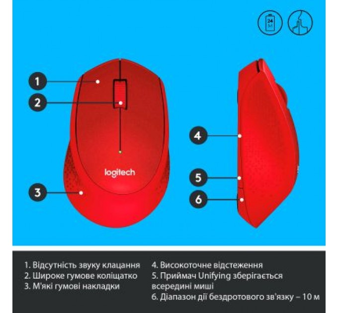 Мишка Logitech M330 Silent plus Red (910-004911)