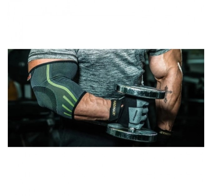 Фіксатор ліктя MadMax MFA-283 3D Compressive elbow support Dark grey/Neon green S (MFA-283_S)