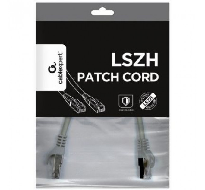 Патч-корд 0.5м S/FTP Cat 6A CU LSZH grey Cablexpert (PP6A-LSZHCU-0.5M)