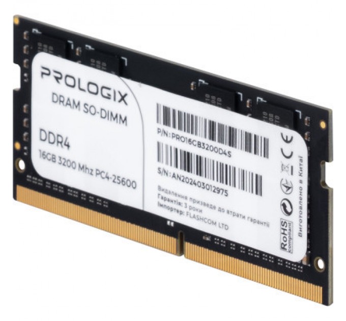 Prologix Модуль пам'яті для ноутбука SoDIMM DDR4 16GB 3200 MHz Prologix (PRO16GB3200D4S)