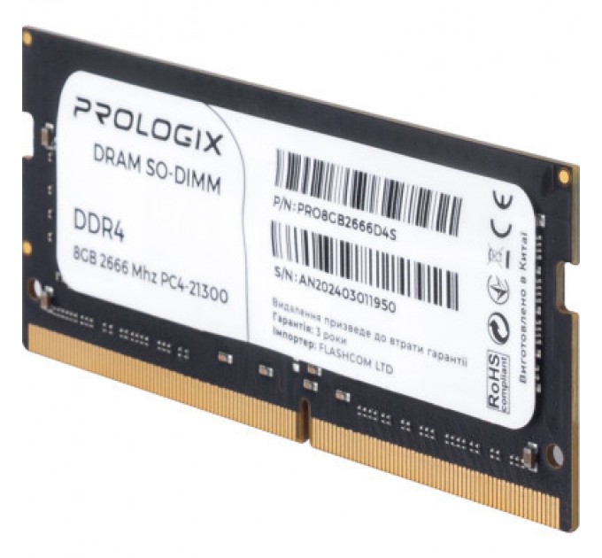 Prologix Модуль пам'яті для ноутбука SoDIMM DDR4 8GB 2666 MHz Prologix (PRO8GB2666D4S)