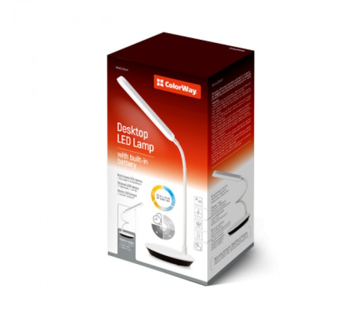 ColorWay Настільна лампа ColorWay Portable & Flexible 360, 4W, battery 1800 mAh (CW-DL12FB-W)