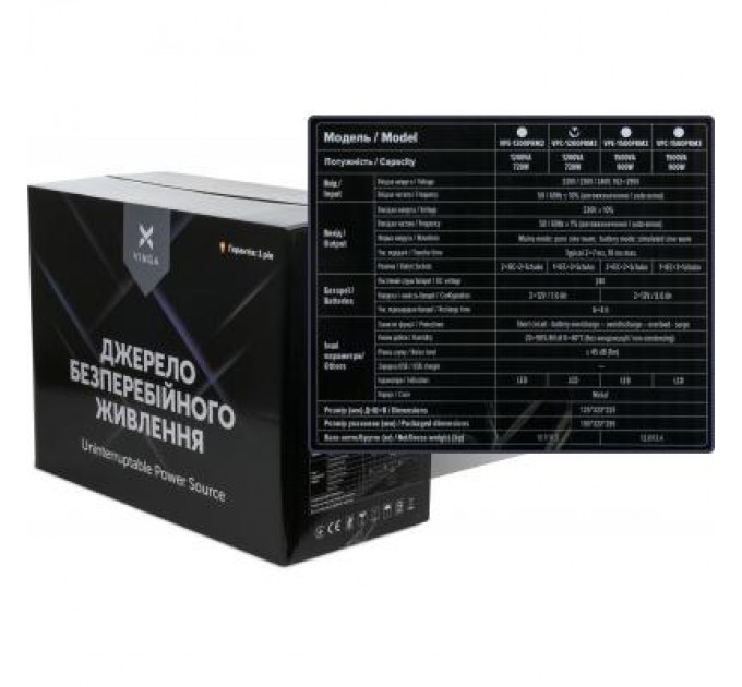 Vinga Пристрій безперебійного живлення Vinga LED 1200VA ( VPC-1200PRM3 ) (VPC-1200PRM3)