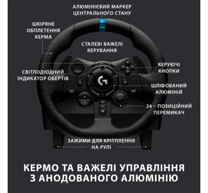 Кермо Logitech G923 Racing Wheel and Pedals for PS4 and PC (941-000149)