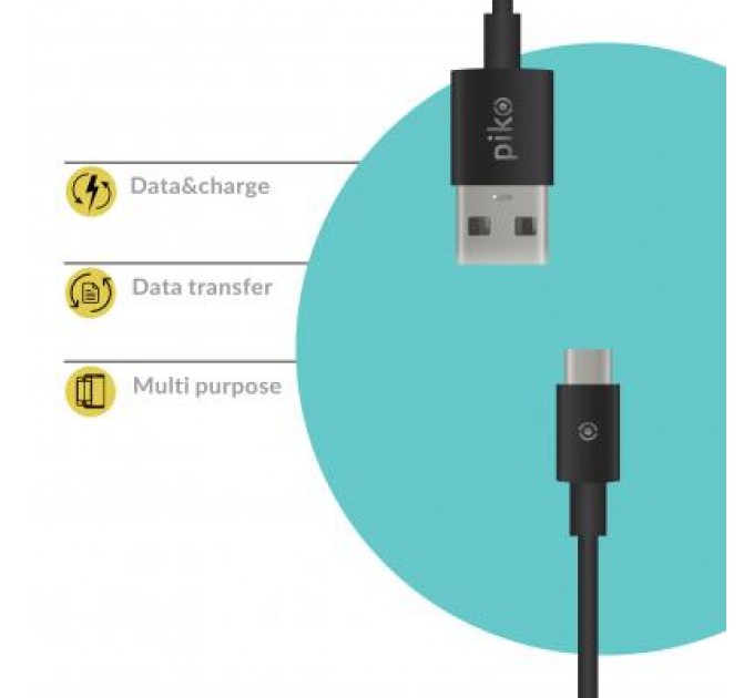 Piko Дата кабель USB 2.0 AM to Type-C 2.0m CB-UT12 black Piko (1283126493850)