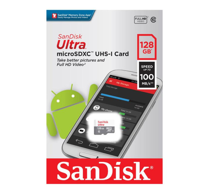 SanDisk Карта пам'яті SanDisk 128GB microSD class 10 Ultra Light (SDSQUNR-128G-GN6MN)