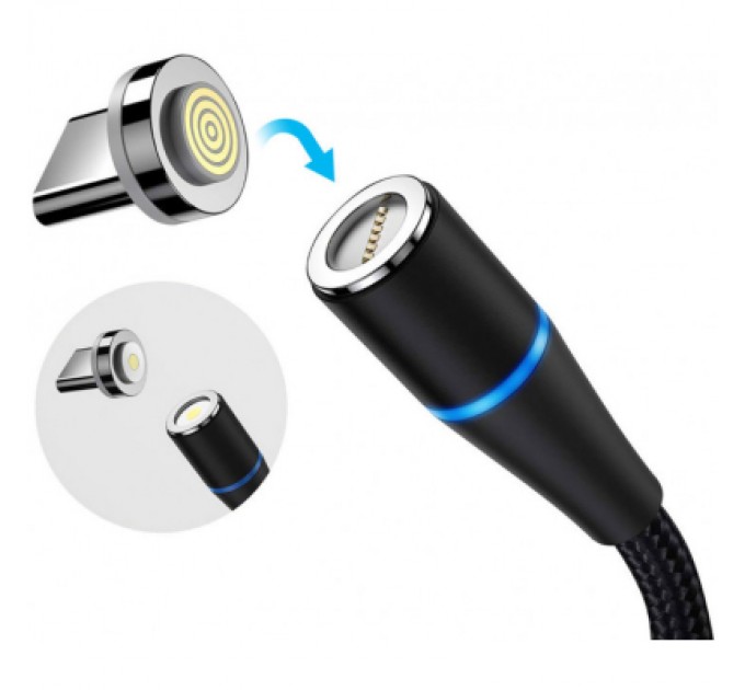 ColorWay Дата кабель USB 2.0 AM to Lightning + Micro 5P + Type-C 1.0m Magnetic ColorWay (CW-CBUU038-BK)