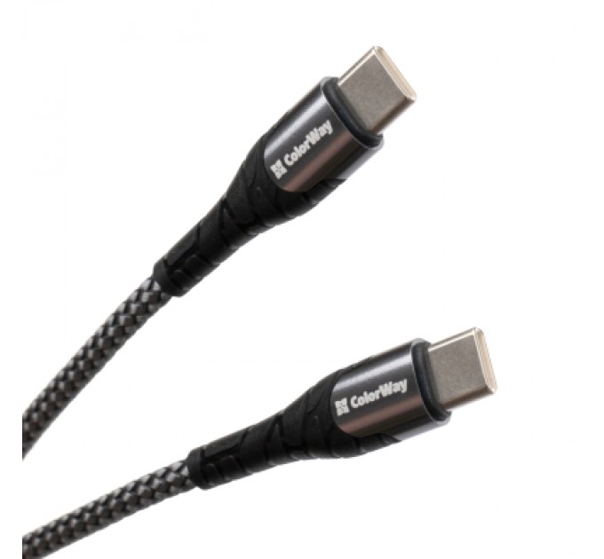ColorWay Дата кабель USB-C to USB-C 1.0m PD Fast Charging 65W 3А grey ColorWay (CW-CBPDCC040-GR)