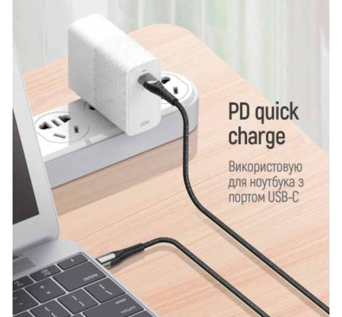 ColorWay Дата кабель USB-C to USB-C 2.0m PD Fast Charging 65W 3A grey ColorWay (CW-CBPDCC039-GR)