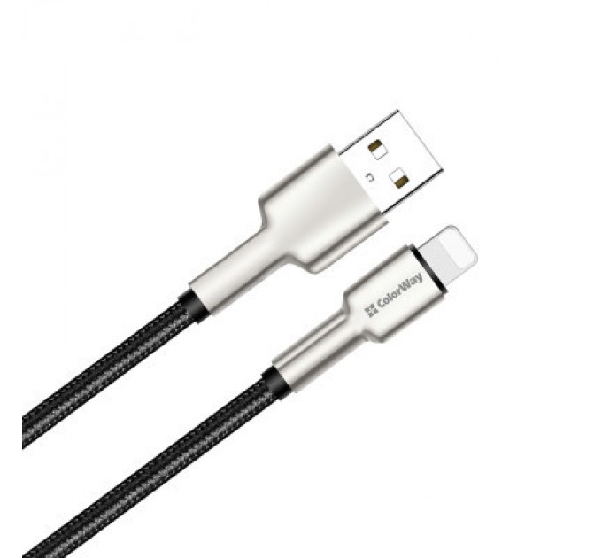 ColorWay Дата кабель USB 2.0 AM to Lightning 1.0m head metal black ColorWay (CW-CBUL046-BK)