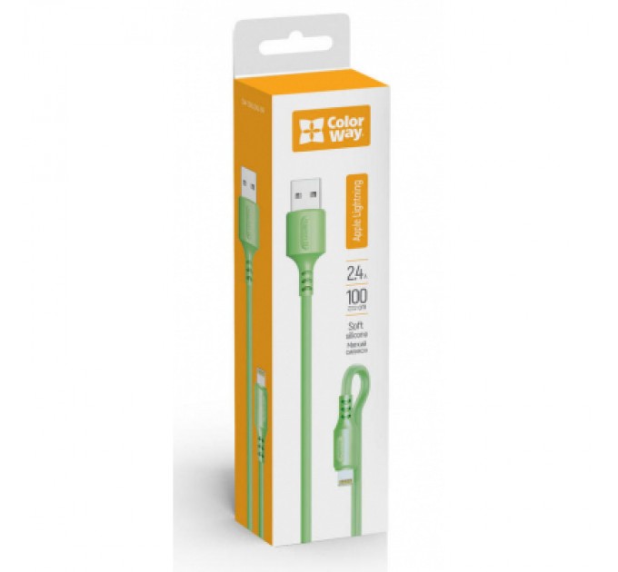 ColorWay Дата кабель USB 2.0 AM to Lightning 1.0m soft silicone green ColorWay (CW-CBUL042-GR)