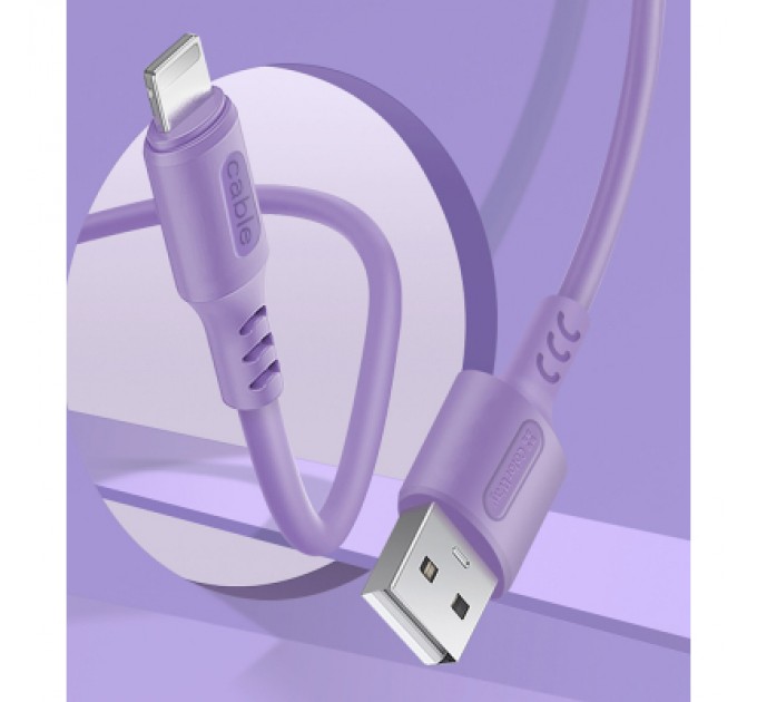 ColorWay Дата кабель USB 2.0 AM to Lightning 1.0m soft silicone violet ColorWay (CW-CBUL044-PU)