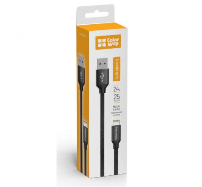 ColorWay Дата кабель USB 2.0 AM to Lightning 0.25m black ColorWay (CW-CBUL048-BK)