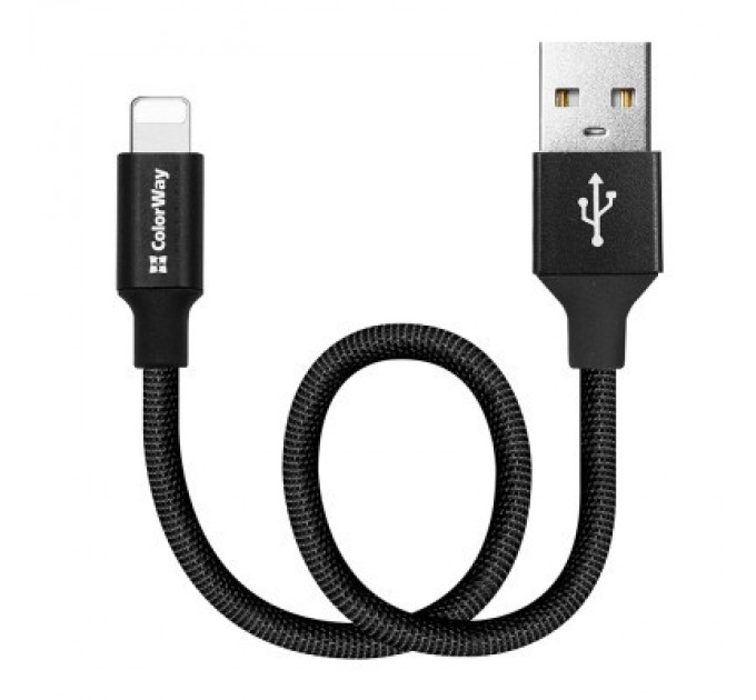 ColorWay Дата кабель USB 2.0 AM to Lightning 0.25m black ColorWay (CW-CBUL048-BK)