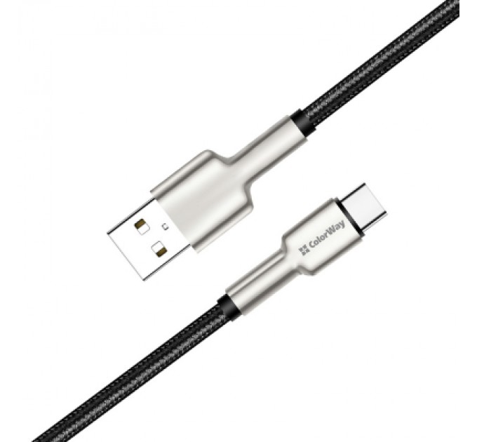 Дата кабель USB 2.0 AM to Type-C 1.0m head metal black ColorWay (CW-CBUC046-BK)