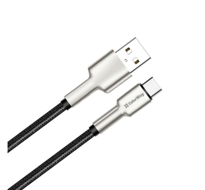 Дата кабель USB 2.0 AM to Type-C 1.0m head metal black ColorWay (CW-CBUC046-BK)