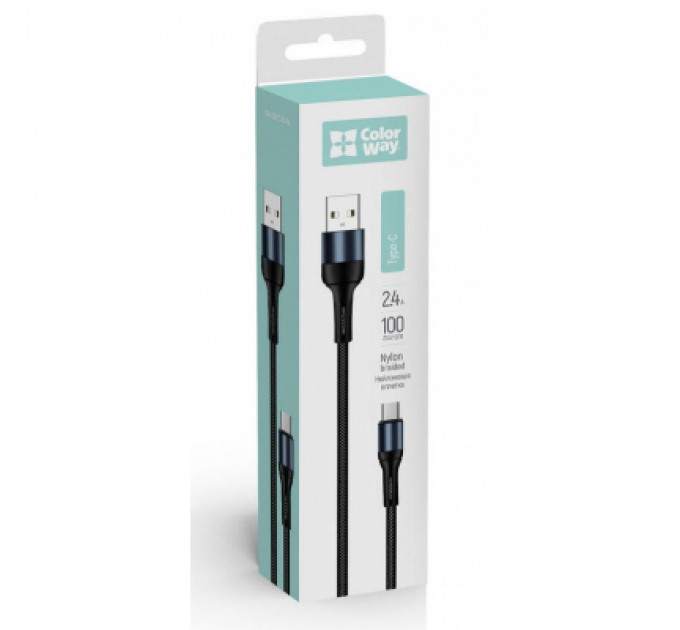 ColorWay Дата кабель USB 2.0 AM to Type-C 1.0m nylon black ColorWay (CW-CBUC045-BK)