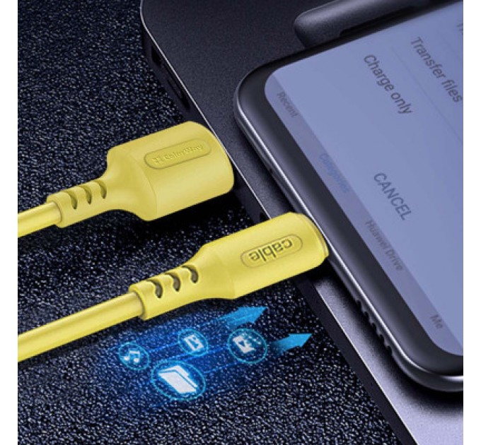 Дата кабель USB 2.0 AM to Type-C 1.0m soft silicone yellow ColorWay (CW-CBUC043-Y)