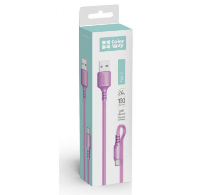 ColorWay Дата кабель USB 2.0 AM to Type-C 1.0m soft silicone violet ColorWay (CW-CBUC044-PU)