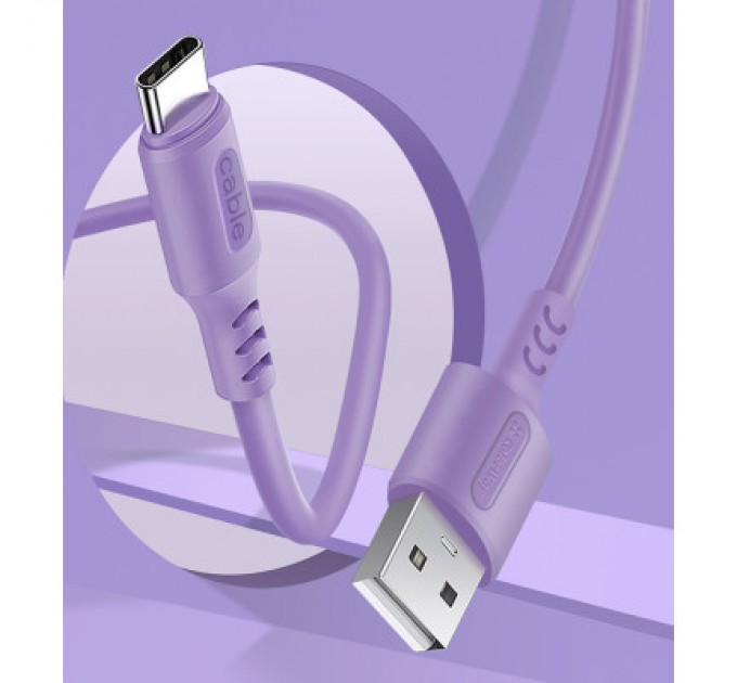 ColorWay Дата кабель USB 2.0 AM to Type-C 1.0m soft silicone violet ColorWay (CW-CBUC044-PU)