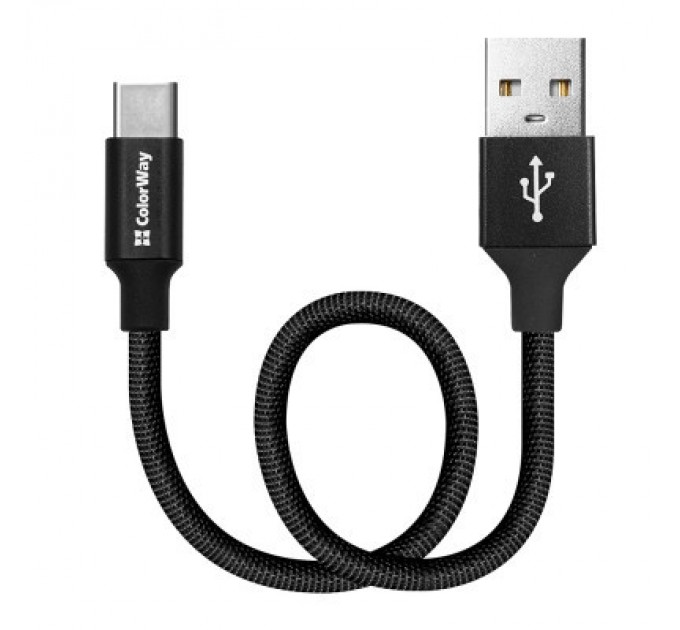 ColorWay Дата кабель USB 2.0 AM to Type-C 0.25m black ColorWay (CW-CBUC048-BK)