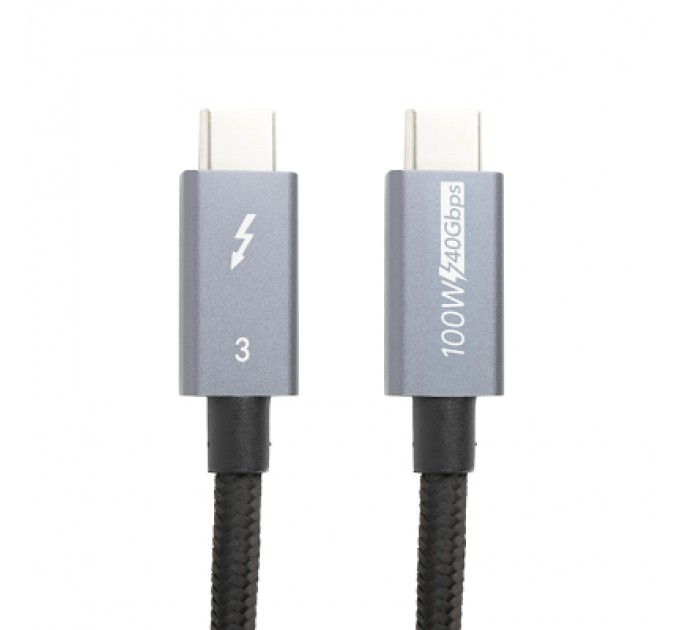 PowerPlant Дата кабель USB-C to USB-C 2.0m Thunderbolt 3 40Gbps, 100W, 20V/ 5A, 4K/ PowerPlant (CA913343)