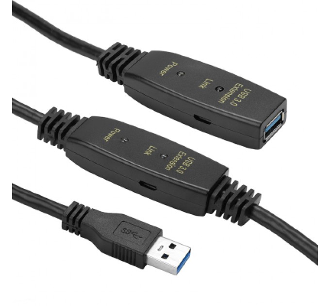Адаптер USB 3.0 AM - AF, 10 m, active PowerPlant (CA912858)