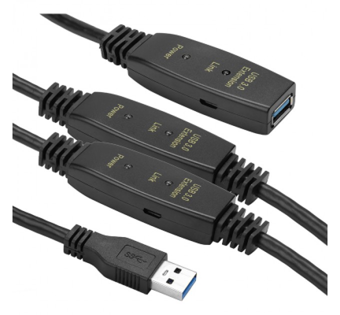 PowerPlant Адаптер USB 3.0 AM - AF, 20 m, active PowerPlant (CA912865)