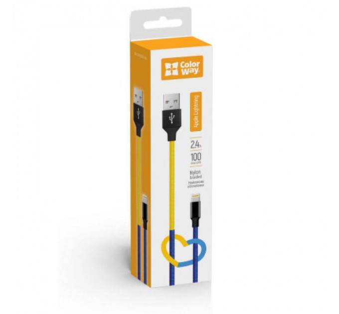 Дата кабель USB 2.0 AM to Lightning 1.0m National ColorWay (CW-CBUL052-BLY)